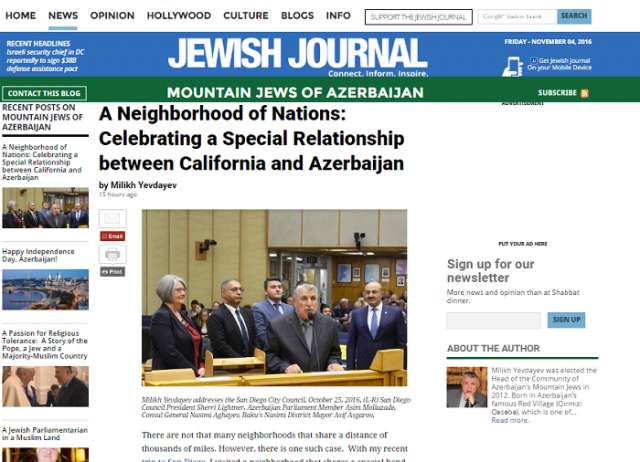 `Celebrating Special Relationship between California and Azerbaijan` - Jewish Journal